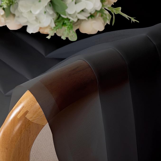 Aiyufeng Black Sheer Curtains 96" Long for Living Room Windows, Voile Sheer Casual Light Filtering Window Curtain Drapes for Bedroom, 40" Wide, Set of 2