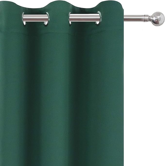 LEMOMO Dark Green Thermal Blackout Curtains/42 x 95 Inch/Set of 2 Panels Room Darkening Curtains for Bedroom