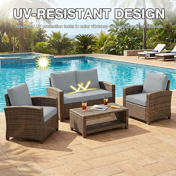 hyha 8Pcs Patio Cushion Covers, Stretch Outdoor Couch Cushion Covers Replacement, Washable Outdoor Chair/Sofa Slipcovers for Patio Furniture Cushions Protector with Elastic Bottom(Gray,Cover Only)