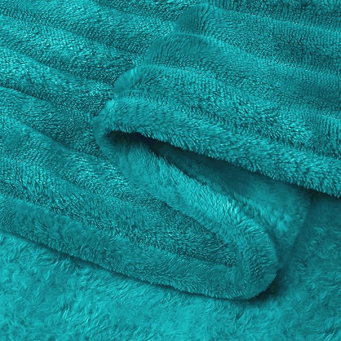BEDELITE Fleece Blanket Twin Size – 3D Ribbed Jacquard Soft and Warm Decorative Fuzzy Blankets – Cozy, Fluffy, Plush Lightweight Throw Blankets for Couch, Bed, Sofa(Blue, 60x80 inches)