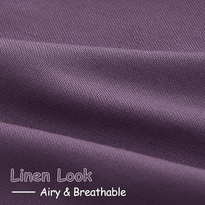 Plum Linen Curtains 102 Inches Long Rod Pocket Back Tab Drapes 2 Panels Set for Living Room Sheer Light Filtering Semi Sheer Plum Curtain 102 Length for Patio Sliding Glass Door 52x102
