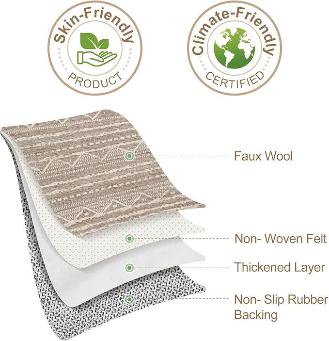 Nakagishi 7x9 Area Rugs Living Room: Washable Boho Large Neutral Soft Farmhouse Rug Stain Resistant Modern Geometric Non-Slip Indoor Floor Carpet for Bedroom Nursery Kids Playroom Office Dining Room