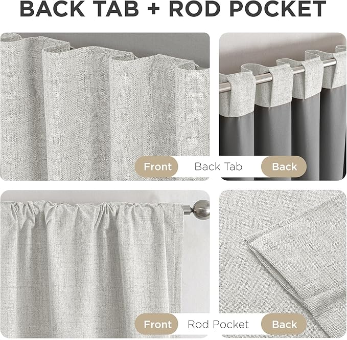Joydeco Blackout Curtains for Bedroom - 100% Light Blocking 2 Panels Set White Drapes 37" W x 108" L, Thermal Insulated Room Darkening Curtains, Linen Textured for Living Room, Rod Pocket & Back Tabs