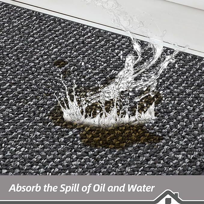 BEQHAUSE Kitchen Rugs and Mats 2PCS, Non-Slip Kitchen Mats for Floor, Absorbent and Stain Resistant Kitchen Runner, Machine Washable Rugs for Kitchen, Laundry & Sink, 24"x36"+24"x60", Charcoal