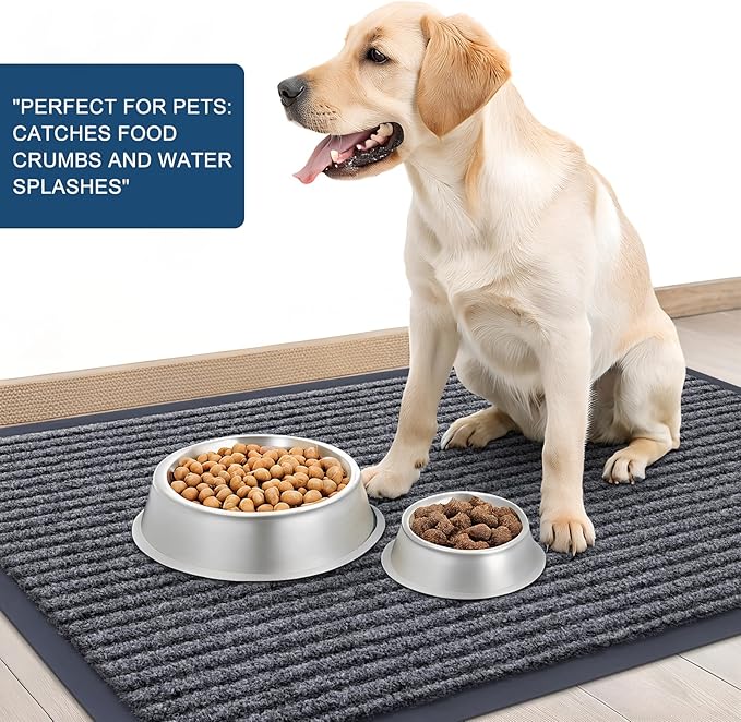 OLANLY Front Door Mat Indoor Outdoor Entrance, Waterproof Heavy Duty Doormat, Fade Resistant, Low Profile, Easy Clean Patio Porch Welcome Floor Mats for Entry, 47x34, Grey