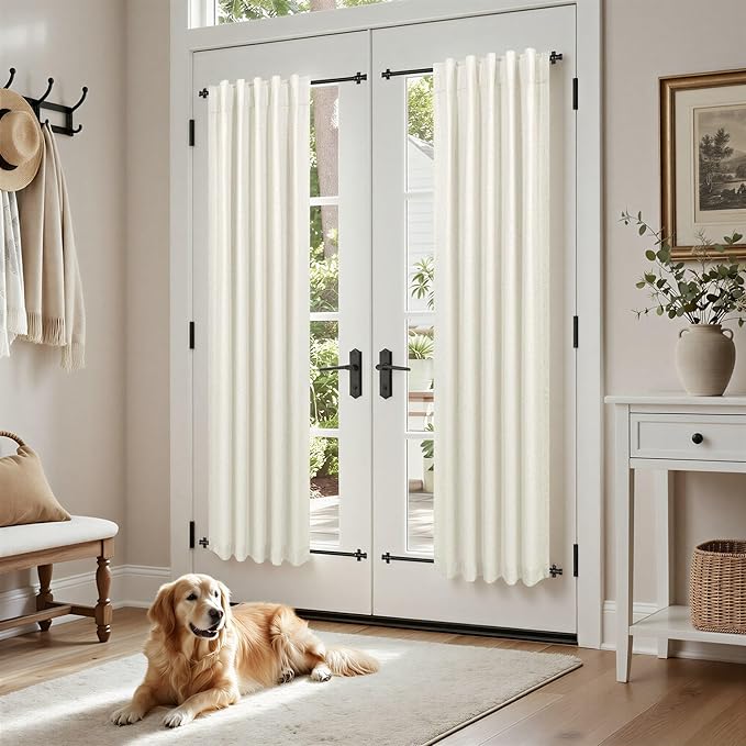 Pitalk Nursery Curtains for Girls Room Linen Black Out Back Tab Rod Pocket Cream Blackout Curtains 2 Panels 63 Inch Length for Baby Teen Boys Bedroom Dorm Short Window Off White Wide 38 x 63 Long
