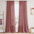Canyon Rose Linen Curtains 102 Inches Long Rod Pocket Back Tab Drapes 2 Panels Set for Living Room Sheer Light Filtering Semi Sheer Dusty Rose Curtain 102 Length for Patio Sliding Glass Door 52x102