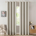 MIULEE Linen Curtains 100% Blackout for Bedroom Thermal Insulated Cobblestone Grommet Room Darkening Curtains & Drapes for Living Room Nursery 52 x 72 Inch (2 Panels)
