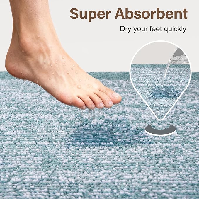 48x32 Large Bathroom Rugs Washable Non Slip, Dusty Blue Bath Mat for Bathroom Floor Tub, Soft Absorbent Quick Dry Mats for Shower, Bathtub,Home Decor