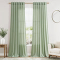 Extra Long Mist Sage Linen Curtains 120 Inch for Living Room 2 Panels Set Rod Pocket Back Tab Light Filtering Semi Sheer Linen Window Drapes Privacy High Ceiling Drapes for Farmhouse 52x120