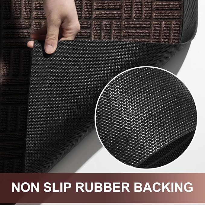 Mibao Front Door Mat, Heavy Duty Durable Welcome Mat for Outdoor Indoor, Dirt Trapper Waterproof Super Absorbent Door Mat for Entryway Outside Patio Porch, 47" x 24", Coffee