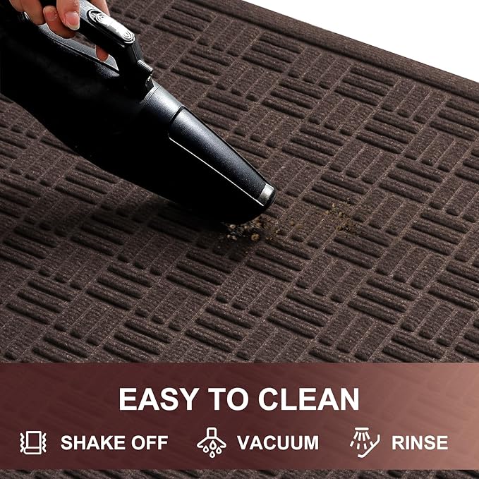 Mibao Front Door Mat Indoor Outdoor Entrance, Dirt Trapping Waterproof All-Season, All-Weather Doormat, Non-Slip Durable Natural Rubber Low Profile Easy Clean Patio Entrance Mat, 61.5" x 36", Coffee