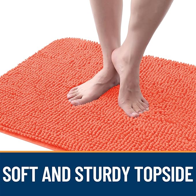 OLANLY Dog Door Mat for Muddy Paws 32x20, Absorbs Moisture and Dirt, Absorbent Non-Slip Washable Doormat, Quick Dry Chenille Mud Mat for Dogs, Entry Indoor Entryway Carpet for Inside Floor, Coral