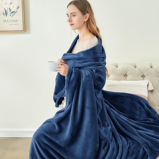 BEDELITE Fleece Blanket Navy Blue Throw Blankets for Couch & Bed, Luxury Plush Cozy Fuzzy Blanket 50" x 60", Super Soft Warm Lightweight Throw Blanket for Travel Camping