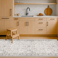 Hazo Haus Light Gray Washable 2'6"x8' Wide Runner Rugs for Kitchen, Bathroom, Hallway, Non-Slip & Stain Resistant Long Floor Rug, Neutral Boho Floral Décor