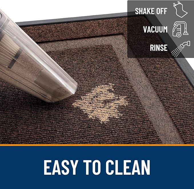 OLANLY Front Door Mat Indoor Outdoor Entrance, Waterproof All-Season, All-Weather Doormat, Sturdy Natural Rubber, Fade Resistant, Low Profile, Easy Clean Patio Porch Entryway Mat, 71x47, Dark Brown