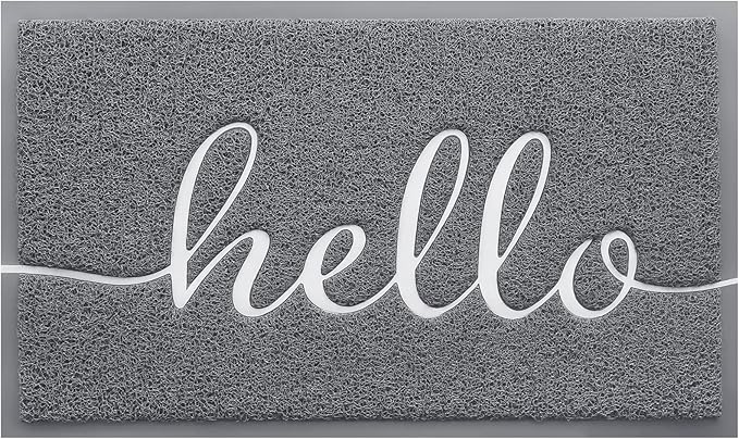 BeneathYourFeet Door Mat (30"x17.5",Grey), Welcome Mat Low Profile Front Doormat Non Slip Rugs for Entryway, Patio, High Traffic Areas