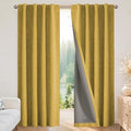 Joydeco Linen Blackout Curtains for Bedroom - 100% Light Blocking 1 Panels, Yellow Drapes 70" W x 108" L, Thermal Insulated Room Darkening Curtains for Living Room, Rod Pocket & Back Tabs