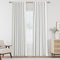 Guken White 100% Blackout Linen Curtains 80 Inch Length 2 Panels Set for Living Room Bedroom Back Tab Thermal Insulated Black Out Linen Drapes 80 Inches Long