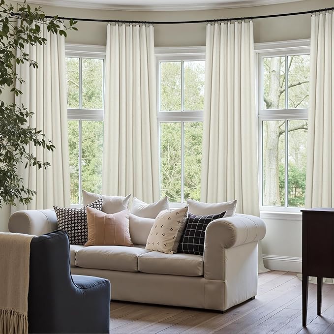 Pitalk Living Room Curtains 90 Inches Long 2 Panels Set Blackout Darkening Curtains for Holiday Christmas Decoration Summer Heat Blocking Drapes for Bedroom Wide 38 x 90 Length Ivory Cream Colored