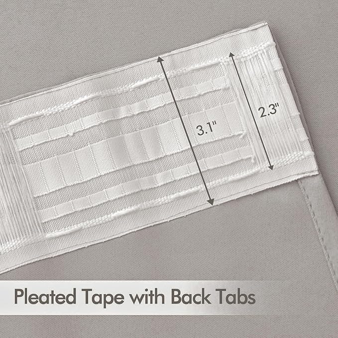 MIULEE Stone Back Tab Blackout Curtains 102 Inch Long 2 Panels Set for Bedroom, Rod Pocket/Pinch Pleated Thermal Insulated Living Room Darkening Light Blocking Floor to Ceiling Drapes
