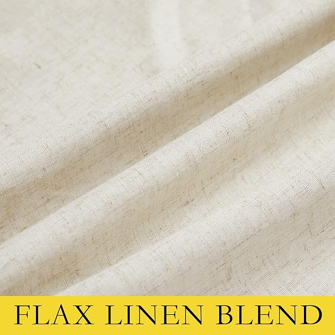 NICETOWN Natural Kitchen 100% Blackout Narrow Curtains 48 inches Long 2 Panels Set, 34" Wide, Rustic Grommet Thermal Insulated Full Blackout Window Draperies with White Liners for Cupboard