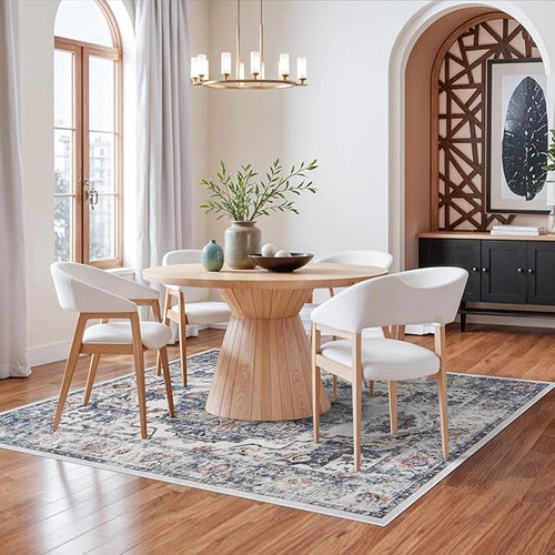 5x7 Living Room Area Rugs: Washable Non-Slip Stain Resistant Rug for Nursery Bedroom Dining Room Vintage Ultra Soft Indoor Carpet for Kitchen Farmhouse Distressed Floor Mat for Home Office (5x7 Brick)
