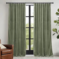 RYB HOME Sage Green Velvet Curtains 92 inches with Hook Belt, Soft Fabric Room Darkening Thermal Insulated Luxurious Home Decor Curtains for Living Room Bedroom, W 52" x L 92", 2 Panels Set