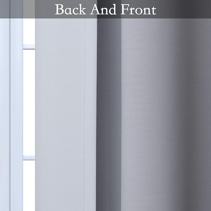 SimpleHome Ombre Room Darkening Curtains for Bedroom, Gradient Black to Grey White Light Blocking Thermal Insulated Grommet Window Curtain/Drapes for Living Room,2 Panels, 52x84 inches Length