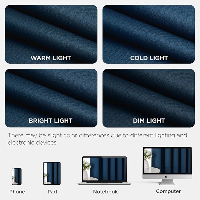 Joydeco Blackout Patio Sliding Door Curtains 84 Inches Long, Grommet Privacy Room Divider Curtains, Extra Wide Thermal Blackout Drapes for Bedroom Living Room (Navy Blue, 100Wx84L, 1 Panel)
