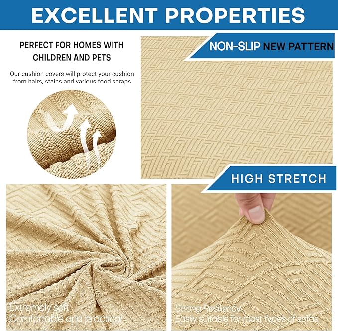 XINEAGE 2026 New 3 Pieces Couch Covers for 2 Cushion Sofa Super Stretch Loveseat Slipcover Pet Dog Universal Slip Cover Anti Slip Love Seat Furniture Protector (Beige, 55"-69")