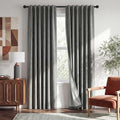 RYB HOME 100% Blackout Linen Textured Curtains 108 inches Long, Thermal Insulating Privacy Energy Saving for Bedroom Living Room Window Office Theater Baby Nursery, W 52 x L 108 in, Grey, 2 Panels