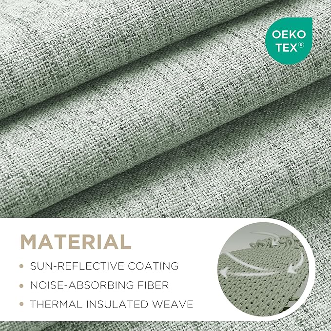 Joydeco Blackout Curtains for Bedroom - 100% Light Blocking 2 Panels Sage Green Drapes 66" W x 96" L, Thermal Insulated Room Darkening Curtains, Linen Textured for Living Room, Rod Pocket & Back Tabs