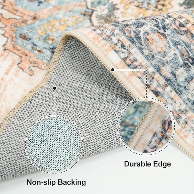 TOPRUUG Washable Runner Rug 2x10 - Hallway Runner Rug Kitchen Rugs and Mats Non Skid Washable Waterproof Carpet Runner for Living Room Bedroom Bathroom (Blue, 2X10)