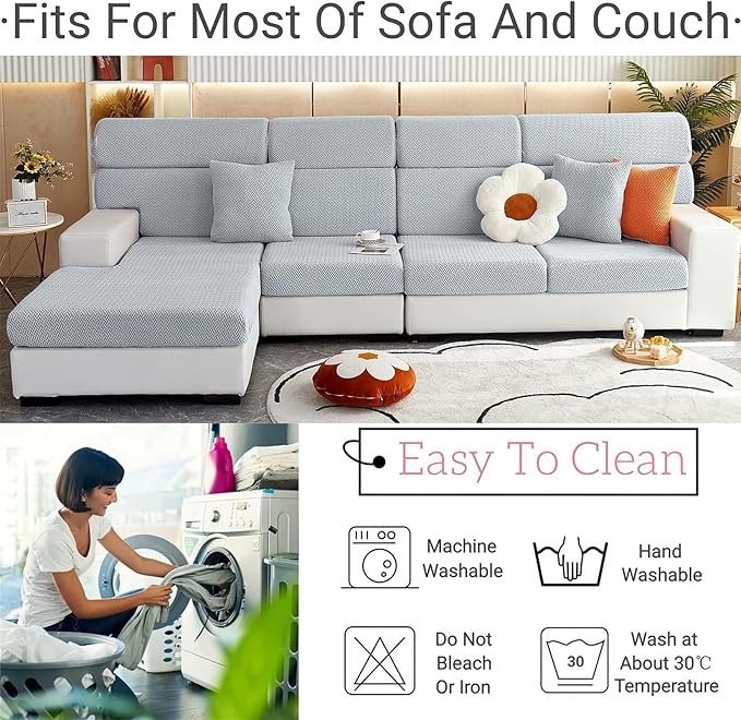Soothing Home Sofa Covers, Sofa Hero Covers, Wear-Resistant Universal Couch Covers Washable Stretch Sectional Couch Cushion Covers (Green,Large Double Seat Cover)