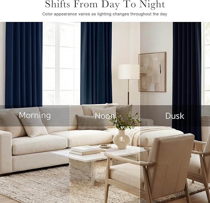Pony Dance Blackout Curtains Thermal Insulated Window Treatment Panels Room Darkening Shade Drapes for Living Room Back Tab/Rod Pocket Bedroom Draperies, 34 x 63 Inch, Navy Blue, 2 Panels