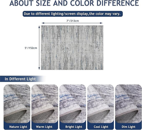 5x7 Area Rugs - Ultra-Thin Washble Rugs,Non-Slip Low Pile Abstract Print Rugs for Living Room,Home Office Decor,Stain Resistant Machine Washable Area Rug
