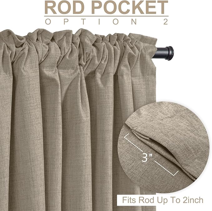 100% Blackout Shield Polyester Blackout Curtains for Bedroom 72 Inches Long, Back Tab/Rod Pocket Living Room Drapes, Thermal Insulated Blackout Curtains 2 Panels Set, 50" W x 72" L, Faux Polyester