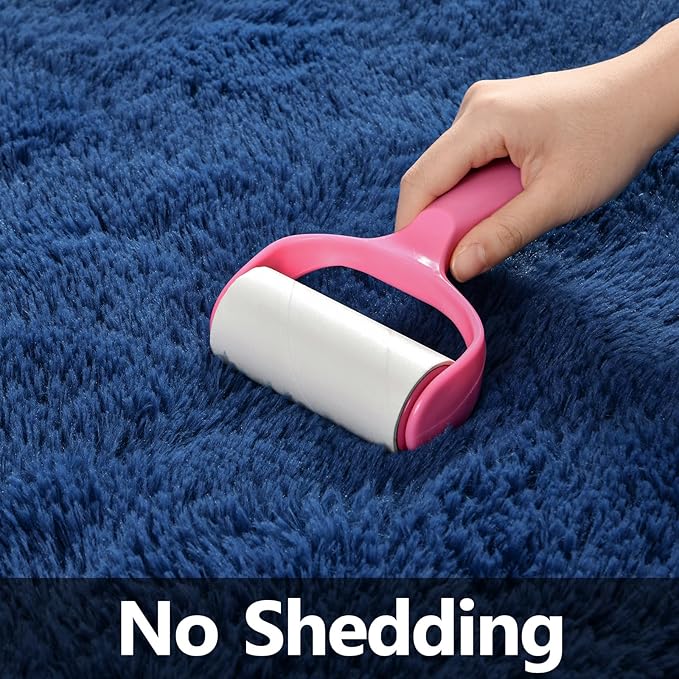Deerhoo Large Shag Area Rugs 6 x 9, Plush Fuzzy Rugs for Living Room, Ultra Soft Fluffy Furry Rug for Bedroom, Indoor Carpet Nursery Rugs for Kids Room Home Decor, Navy Blue