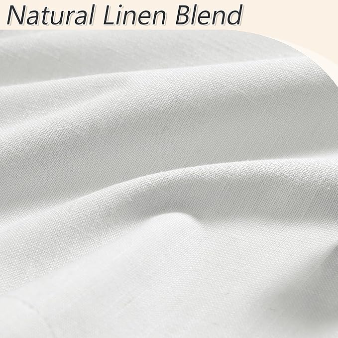 Guken White 100% Blackout Linen Curtains 52 Inch Wide by 118 Inch for Living Room Bedroom Back TabRod Pocket Thermal Insulated Black Out Linen 2 Drapes Room Darkening Window Curtains