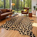 AROGAN Premium Leopard Print Rug 8x10 Feet, Machine Washable Faux Fur Cheetah Rug, Non-Slip Animal Print Hide Leopard Skin Area Rug for Bedroom Living Room Home Decor