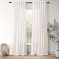 Ivory White Linen Curtains for Living Room 105 Inches Long Light Filtering Semi Sheer Curtain Back Tab Rustic Luxury Neutral Modern Farmhouse Decor Drapes for Bedroom Dinner Room 52x105, 2 Panels