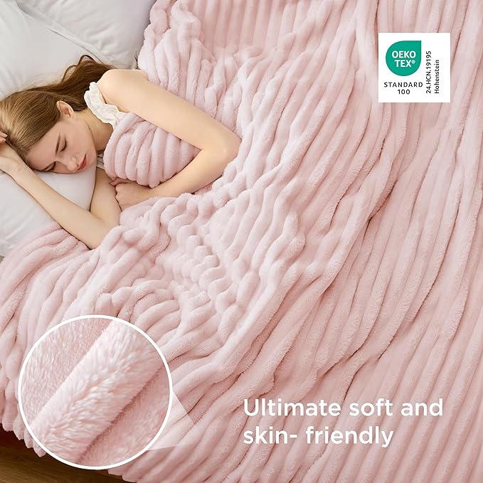 Bedsure GentleSoft King Size Blanket for Bed - Cozy Soft Blankets for Women, Cute Large Fleece Throws for Girls, Crystal Pink, 108x90 Inches