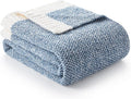 Snuggle Sac Blue Throw Blankets for Couch, Reversible Super Soft Warm Blankets Cozy Knit Blanket Fuzzy Plush Throws for Sofa, Bed, Gift, Heather Blue, 50 x 60 inches