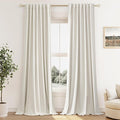 Guken Cream 100% Blackout Linen Curtains 94 Inch Length 2 Panels Set for Living Room Bedroom Back Tab Rod Pocket Thermal Insulated Black Out Drapes Room Darkening Farmhouse Window Curtains
