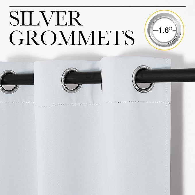 NICETOWN Room Darkening Draperies Curtains Panels, Window Treatment Thermal Insulated Grommet Room Darkening Curtains/Drapes for Bedroom (2 Panels, 29 by 45, Platinum-Greyish White)