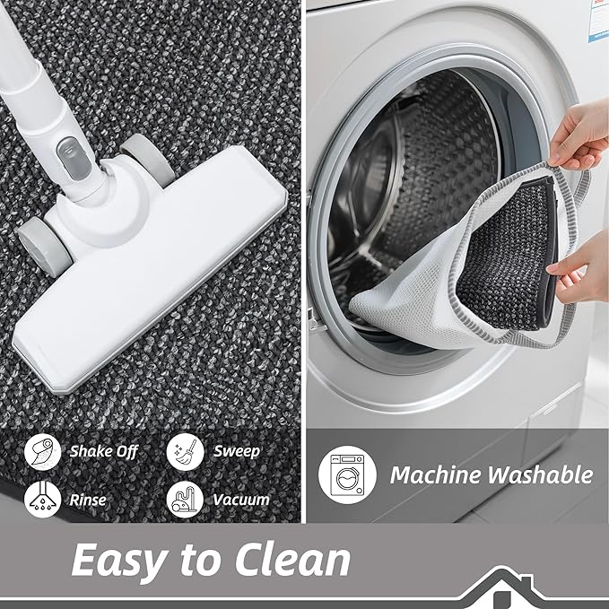 BEQHAUSE Kitchen Rugs 24"x36", Non-Slip Kitchen Mats for Floor, Super Absorbent and Stain Resistant Kitchen Rugs, Machine Washable Rugs for Kitchen, Hallway, Laundry & Sink, Charcoal