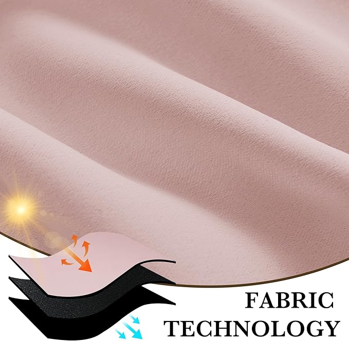 RYB HOME 100% Blackout Short Curtains for Small Window, Thermal Insulated Total Room Darkening Noise Reducing Curtains for Kitchen Bathroom Basement, 42 inches Wide by 48 inches Long, Baby Pink