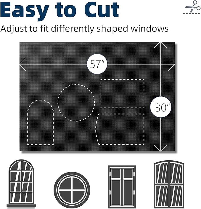 NIGHTON Portable Blackout Curtains 30"×59", Strong Hook and Loop Tape Strips with Adhesive, Cuttable Blackout Window Cover, 100% Black Out Material Blinds for Baby Nursery or Travel - Black