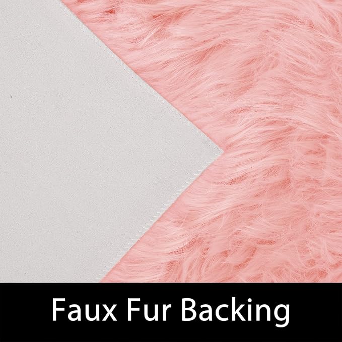 Latepis Pink Rugs for Bedroom Girls Washable Runner 2x6 Faux Fur Rug Soft Furry Rugs Fluffy Throw Sheepskin Rug Cute Room Décor Cushion, Runner